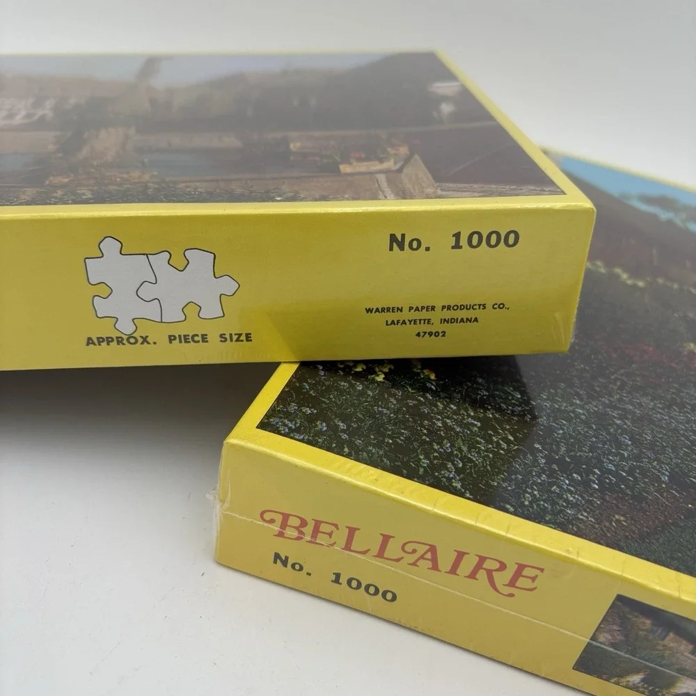 2 Vtg Bellaire Picture Puzzle  European Country Home Scenes 600+ Pieces Sealed‎